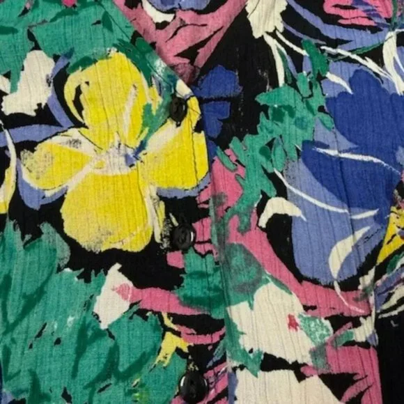 Vintage Women’s Floral Dress Size 12 Artsy Flower Colorful Hippie 80's - Picture 10 of 10